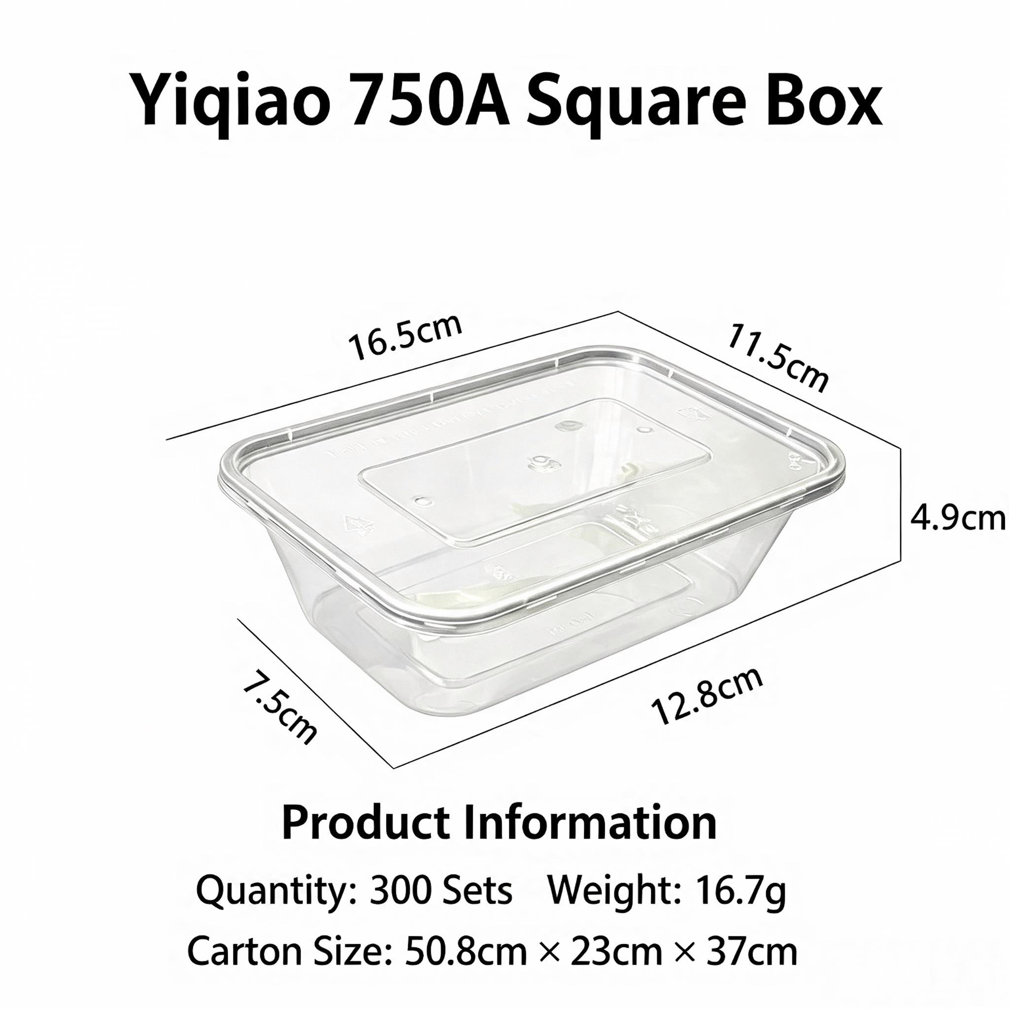 YQ750A PP Square Disposable Food Container, Microwave Safe Takeaway Meal Box