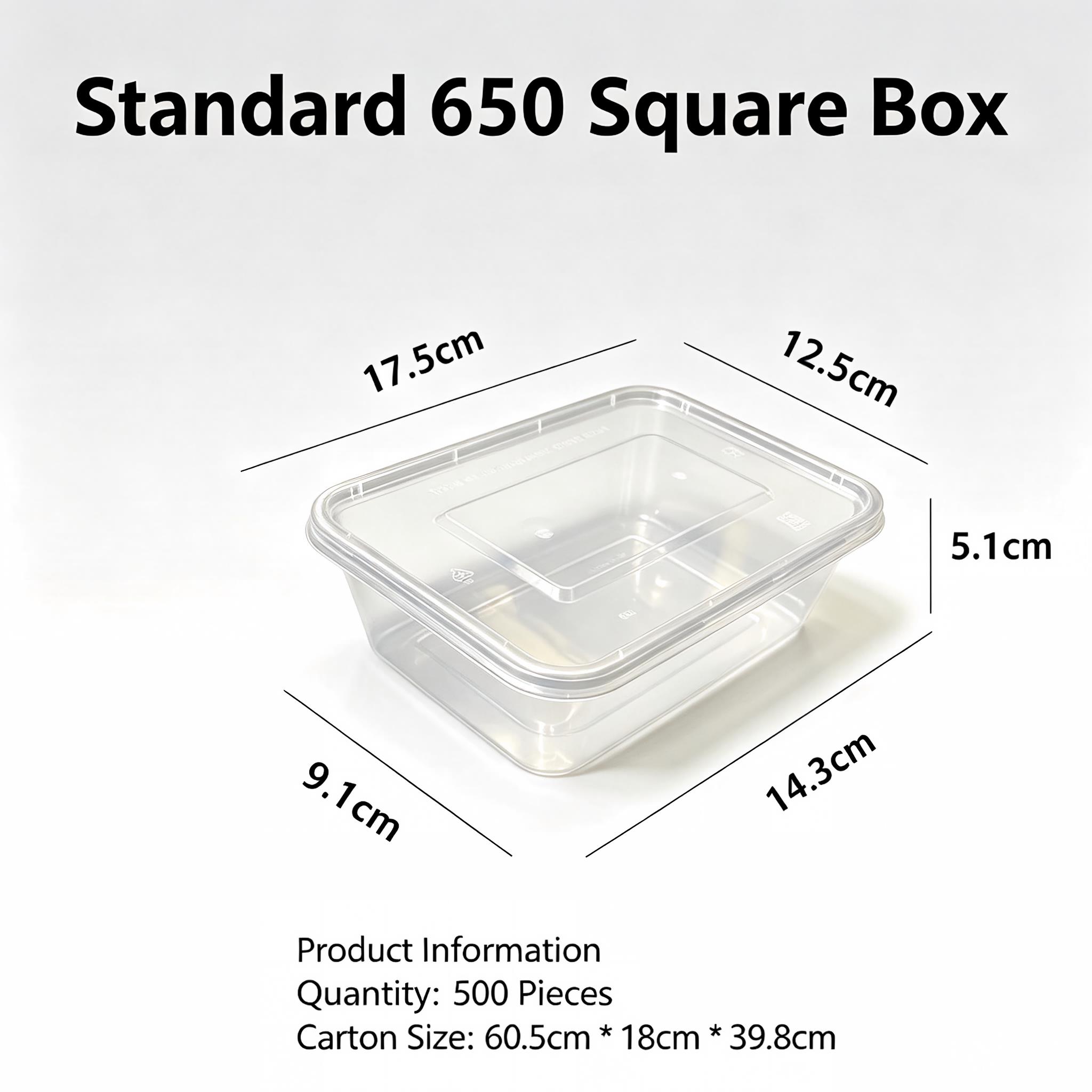 Standard 650 Clear Rectangular Disposable Food Storage Box with Lid
