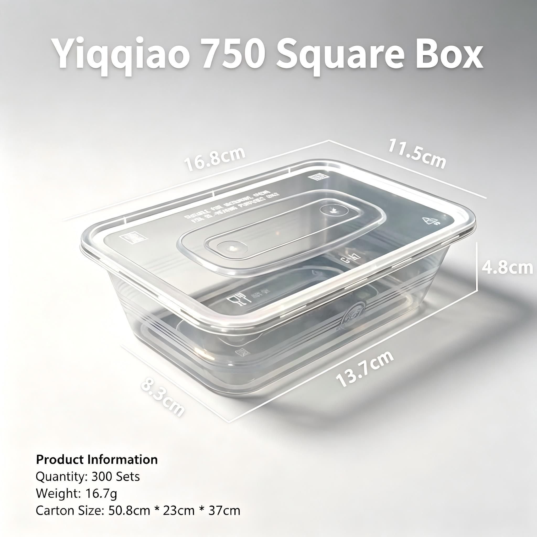 YQ750 PP Square Disposable Food Container, Microwave Safe Takeaway Meal Box
