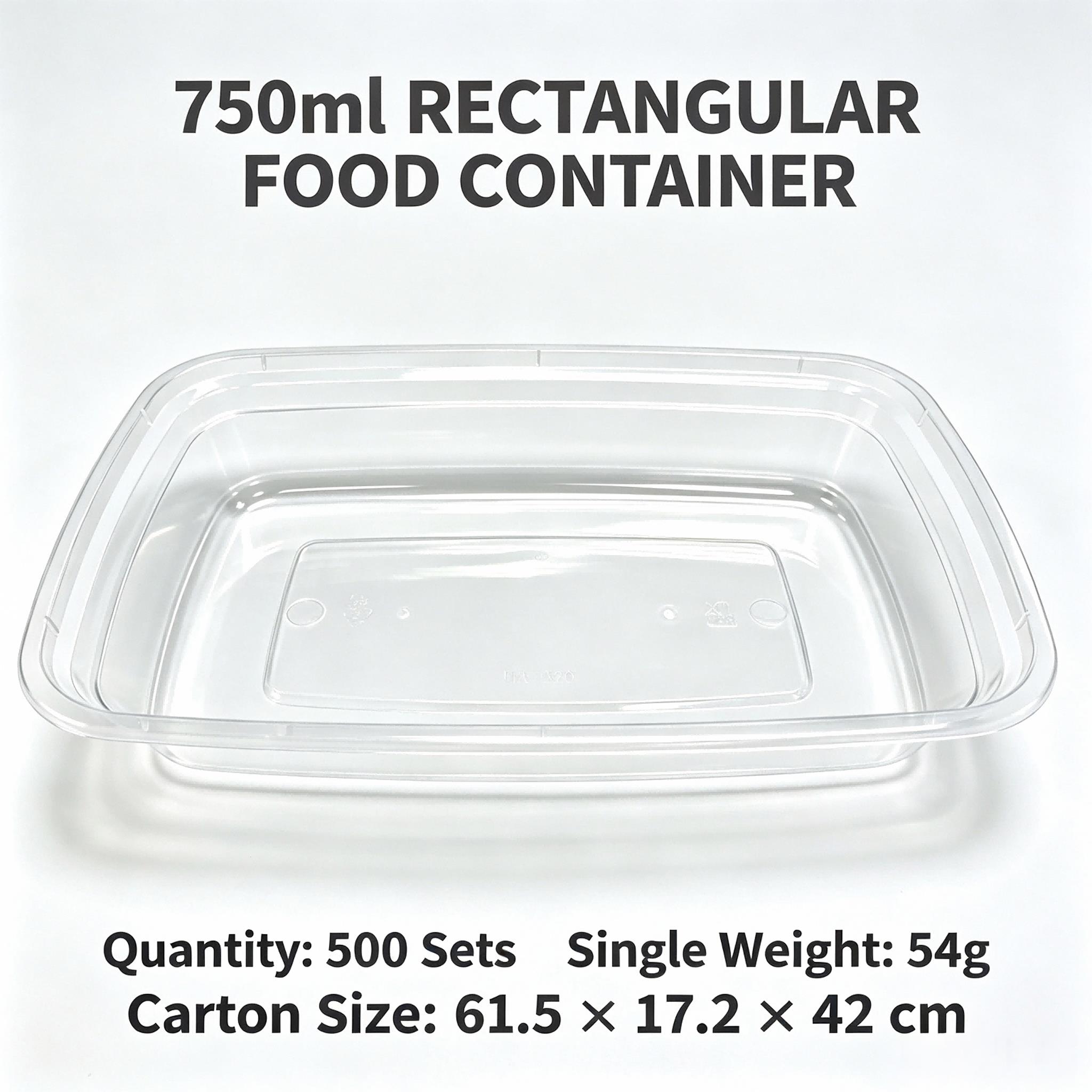 Standard750 PP Square Disposable Food Container, Microwave Safe Takeaway Meal Box